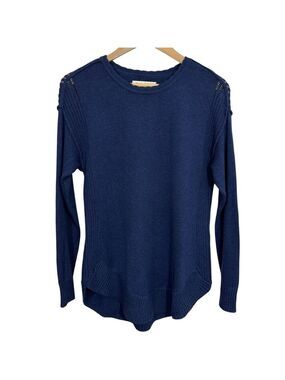 Aventura Pima Cotton/Merino Wool Knit Sweater Womens S Navy Blue Minimalist EUC